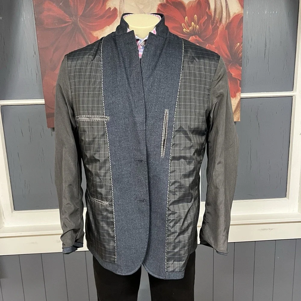 Joseph Abboud Blazer Mens Sz Large (44R) Polyester Blend Stretch Navy Flannel